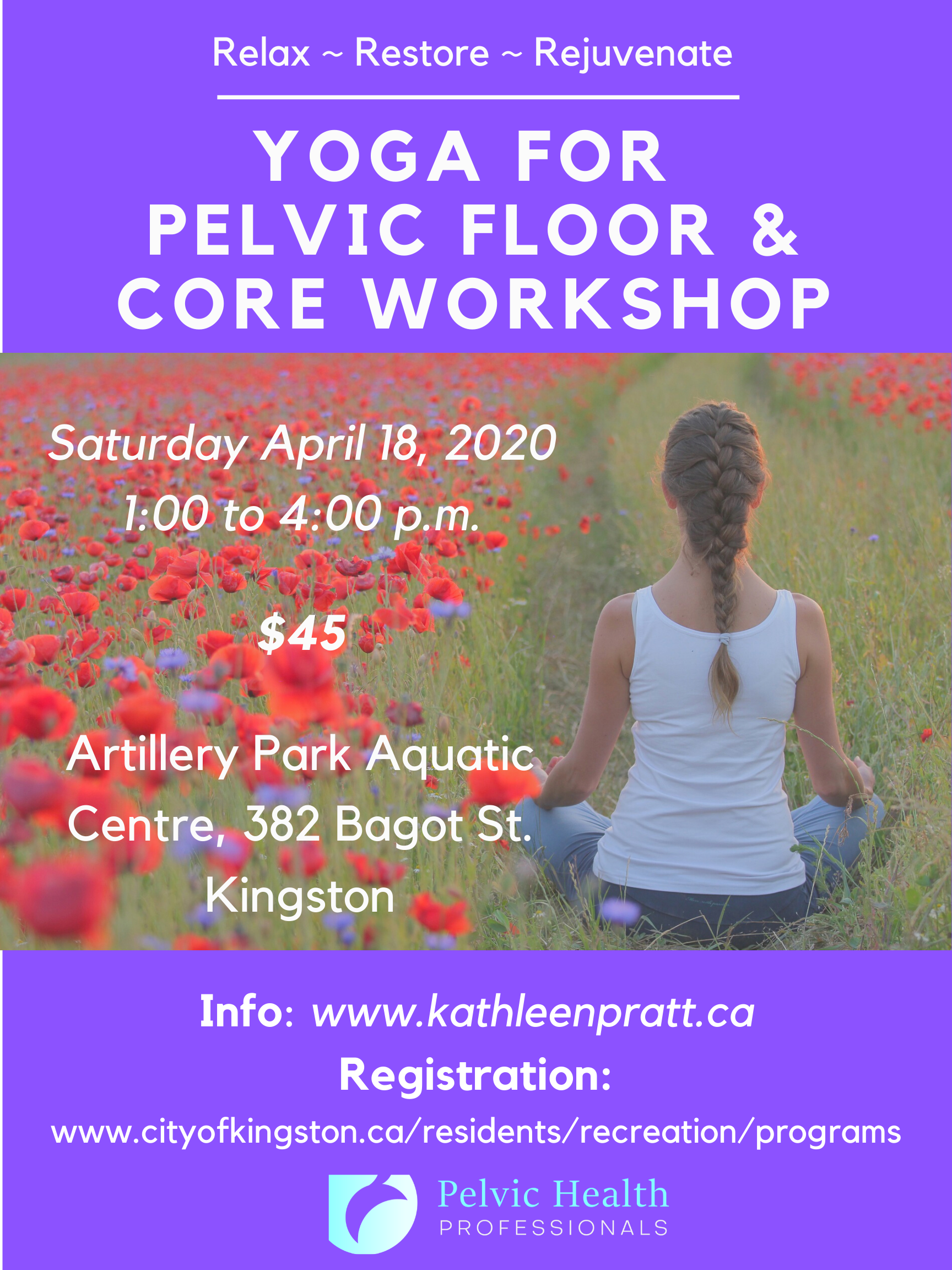 Yoga for Core & Pelvic Wellness workshop poster
